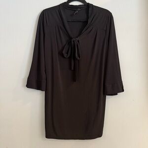 Chic Black 3/4 Blouse with Tie-Front